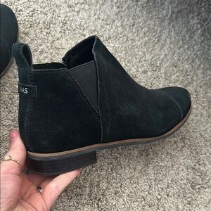 Toms Black Chelsea Ankle Boots with Elastic Panel